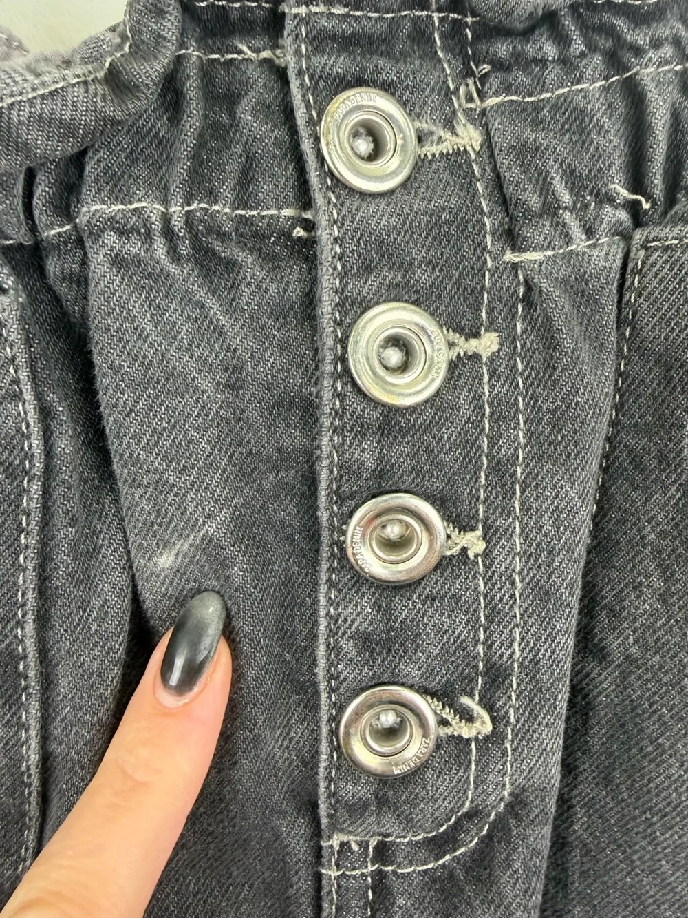 Zara Kids Black Washed Denim Paperbag Skirt Size 13-14 Y2K Utility